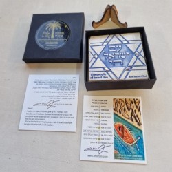 Art In Clay Handmade Am Yisrael Chai and Star of David Ceramic Plaque