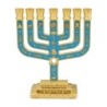 Tribes of Israel Gold Plated 7-Branched Menorah with Star of David