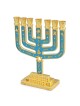 Tribes of Israel Gold Plated 7-Branched Menorah with Star of David