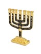 Tribes of Israel Gold Plated 7-Branched Menorah with Star of David