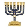 Tribes of Israel Gold Plated 7-Branched Menorah with Star of David