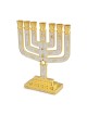 Tribes of Israel Gold Plated 7-Branched Menorah with Star of David