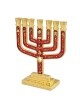 Tribes of Israel Gold Plated 7-Branched Menorah with Star of David