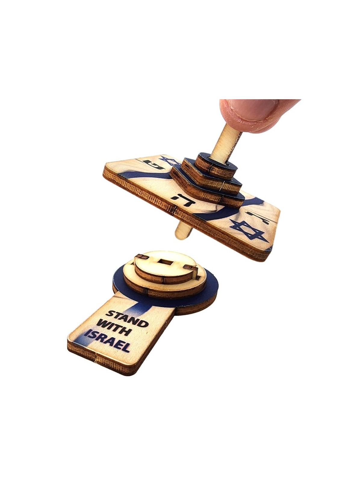 Stand with Israel Wooden Dreidel: Do-It-Yourself 3D Puzzle Kit