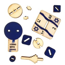 Stand with Israel Wooden Dreidel: Do-It-Yourself 3D Puzzle Kit