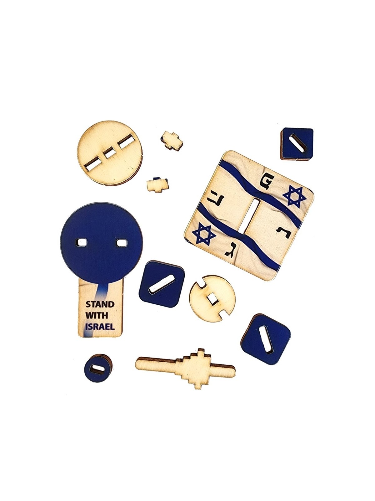 Stand with Israel Wooden Dreidel: Do-It-Yourself 3D Puzzle Kit