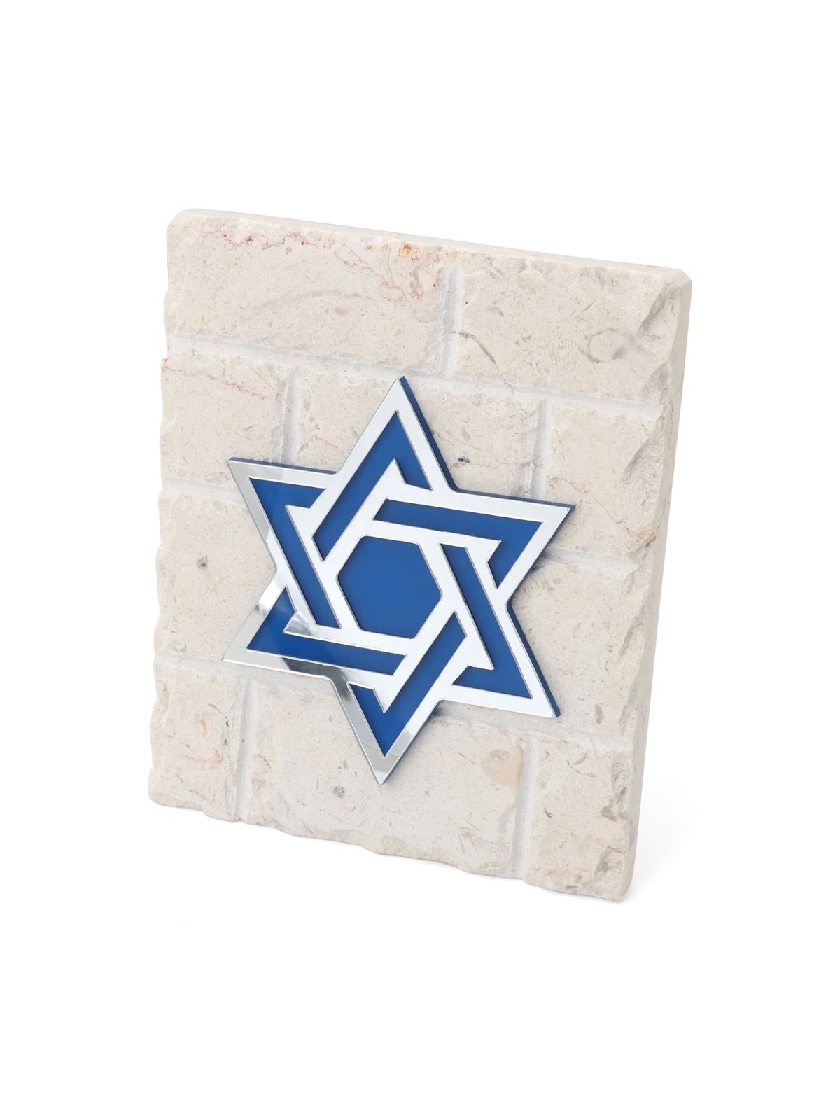 Blue and White Star of David on Jerusalem Stone Standing Plaque