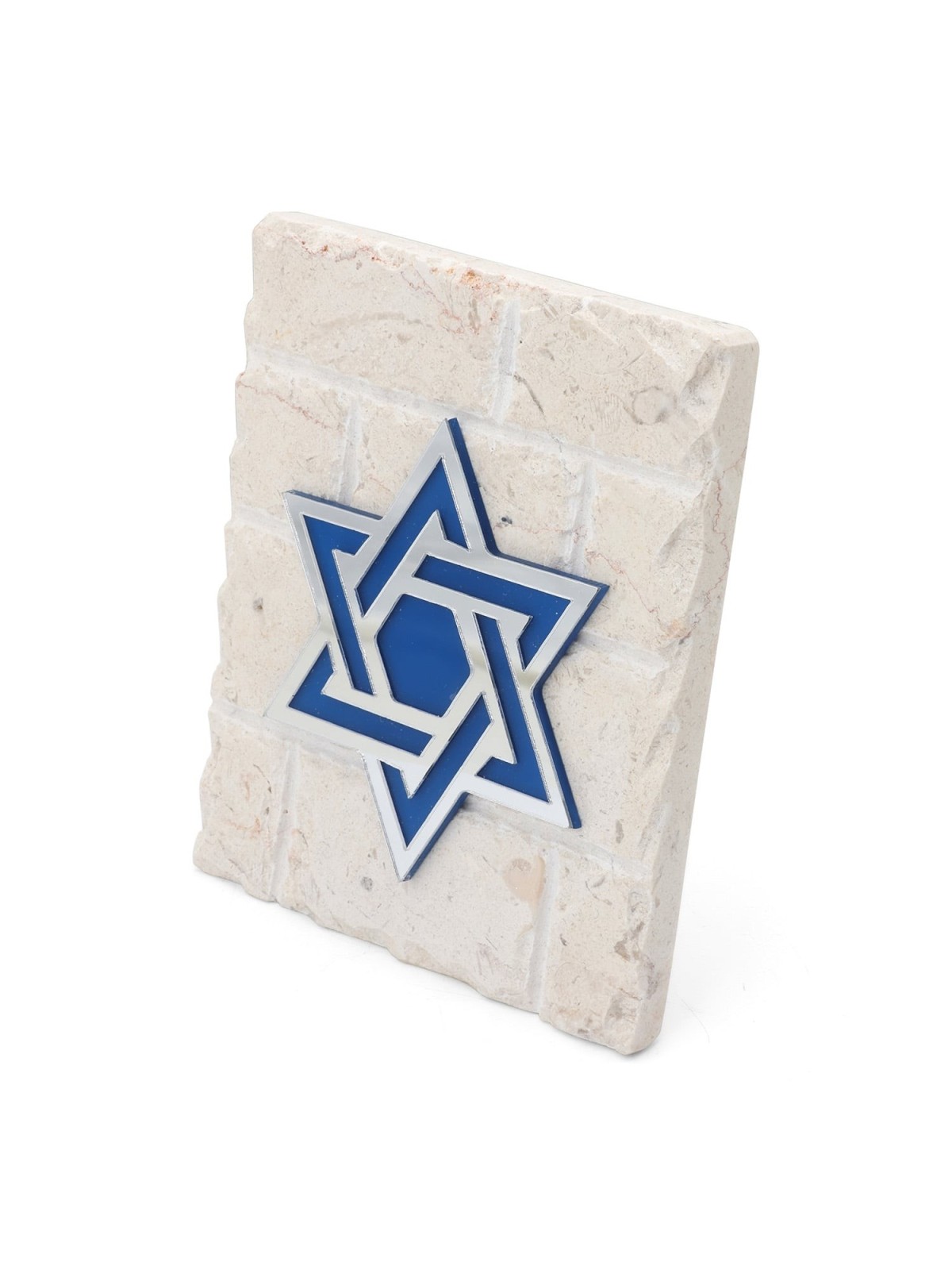 Blue and White Star of David on Jerusalem Stone Standing Plaque