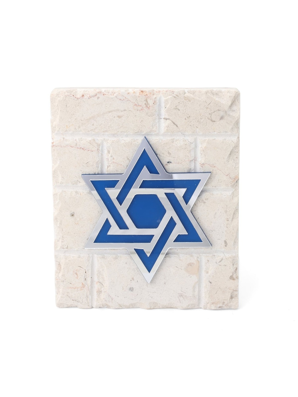 Blue and White Star of David on Jerusalem Stone Standing Plaque