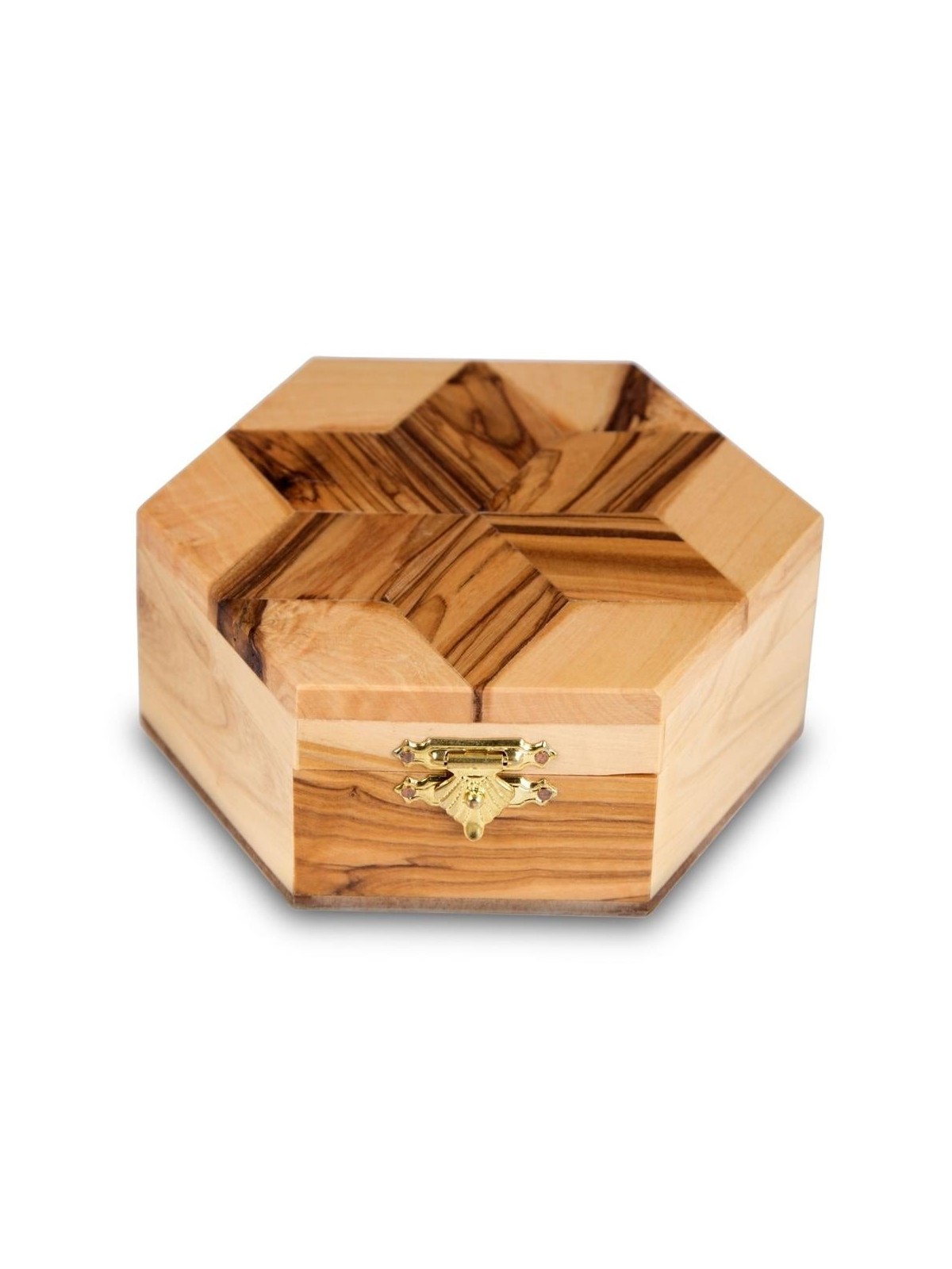 Star of David: Olive Wood Hexagon Jewelry Box