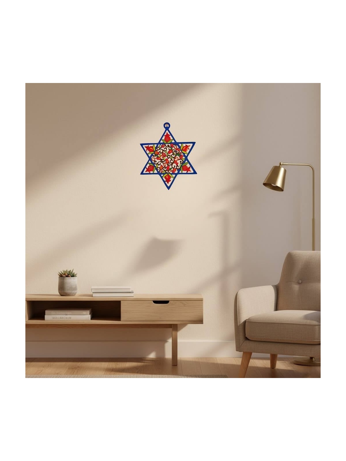 Yair Emanuel Metal Star of David - Pomegranates