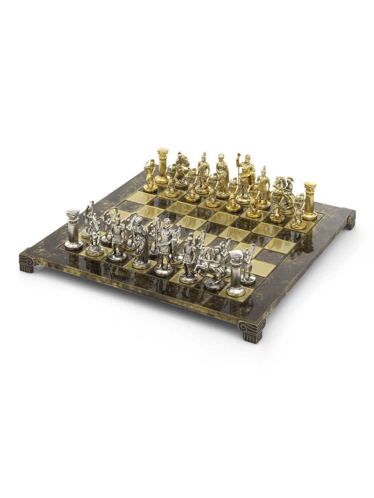 Silver-Plated Greek-Themed Chess Set by Hazorfim