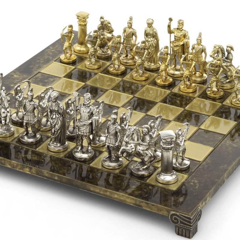 Silver-Plated Greek-Themed Chess Set by Hazorfim