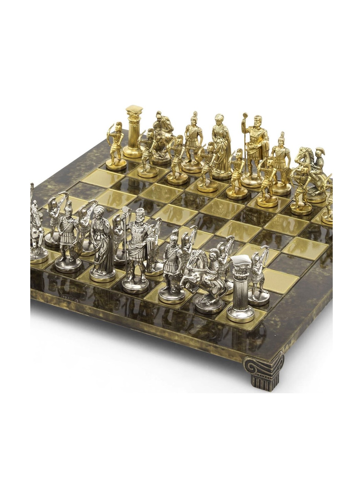 Silver-Plated Greek-Themed Chess Set by Hazorfim