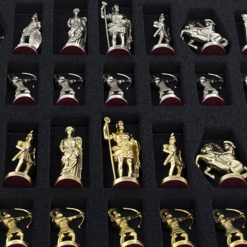 Silver-Plated Greek-Themed Chess Set by Hazorfim