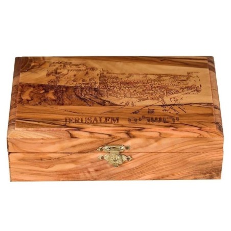 Boîte en bois d'olivier de Jérusalem