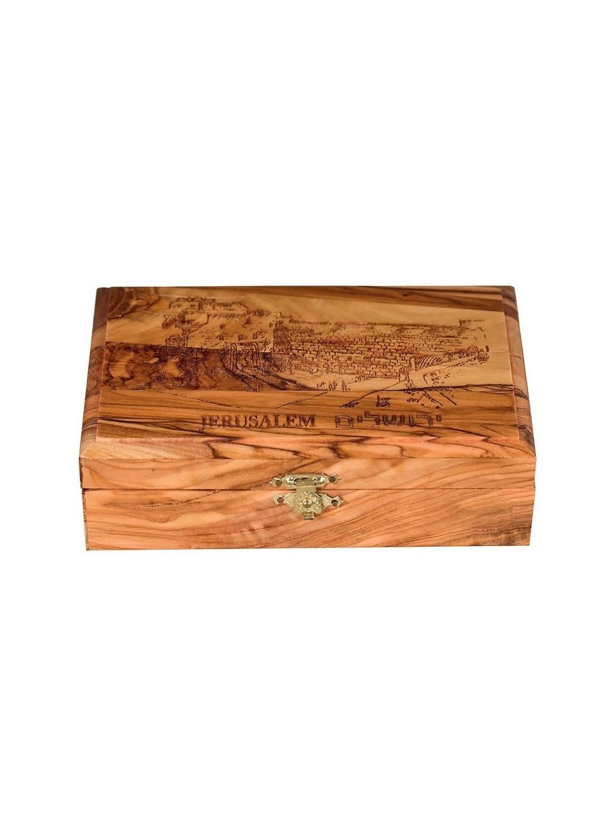 Boîte en bois d'olivier de Jérusalem