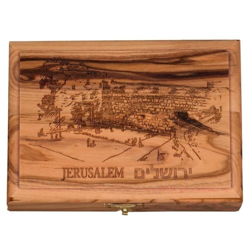 Boîte en bois d'olivier de Jérusalem