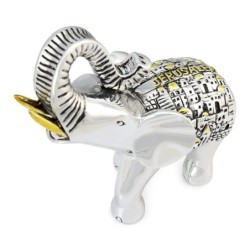Silver-Plated Elephant with Jerusalem Motif