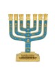 Twelve Tribes of Israel Gold-Plated Seven-Branch Menorah with Enamel