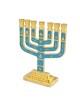 Twelve Tribes of Israel Gold-Plated Seven-Branch Menorah with Enamel