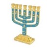 Twelve Tribes of Israel Gold-Plated Seven-Branch Menorah with Enamel