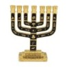 Twelve Tribes of Israel Gold-Plated Seven-Branch Menorah with Enamel