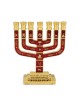 Twelve Tribes of Israel Gold-Plated Seven-Branch Menorah with Enamel
