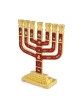 Twelve Tribes of Israel Gold-Plated Seven-Branch Menorah with Enamel