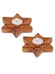 Pair of Olive Wood Candle Holders - Star of David (Large)