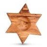 Pair of Olive Wood Candle Holders - Star of David (Large)