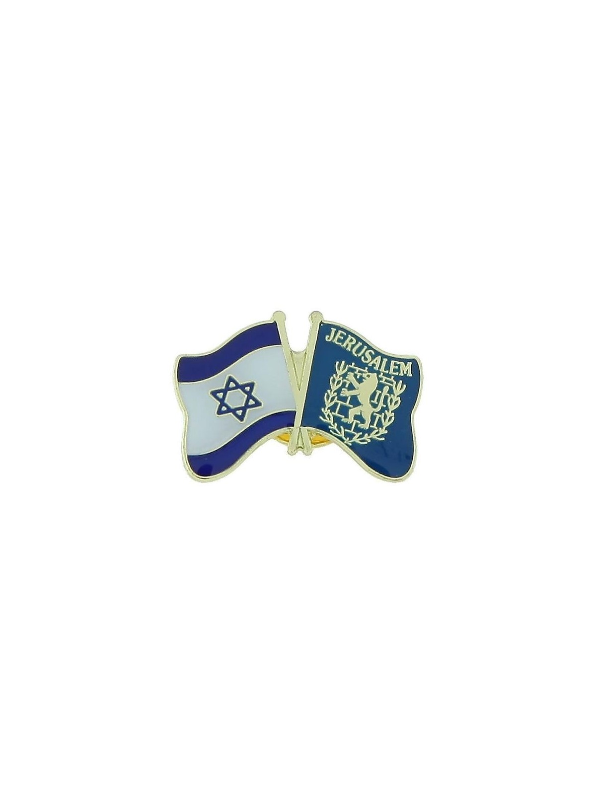 Israel and Jerusalem Flags. Enamel Metal Lapel Pin