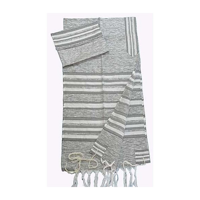 Gabrieli Handwoven Silk Tallit Set Gra... | Gabrieli Hand Woven Tallit