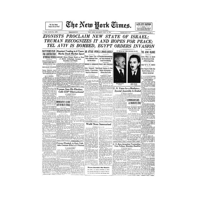 New York Times Reprint - The History of the State of Israel (16 Pages)