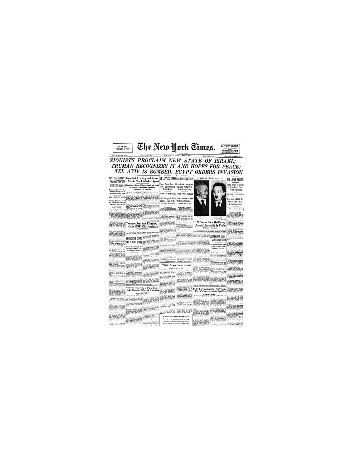 New York Times Reprint - The History of the State of Israel (16 Pages)