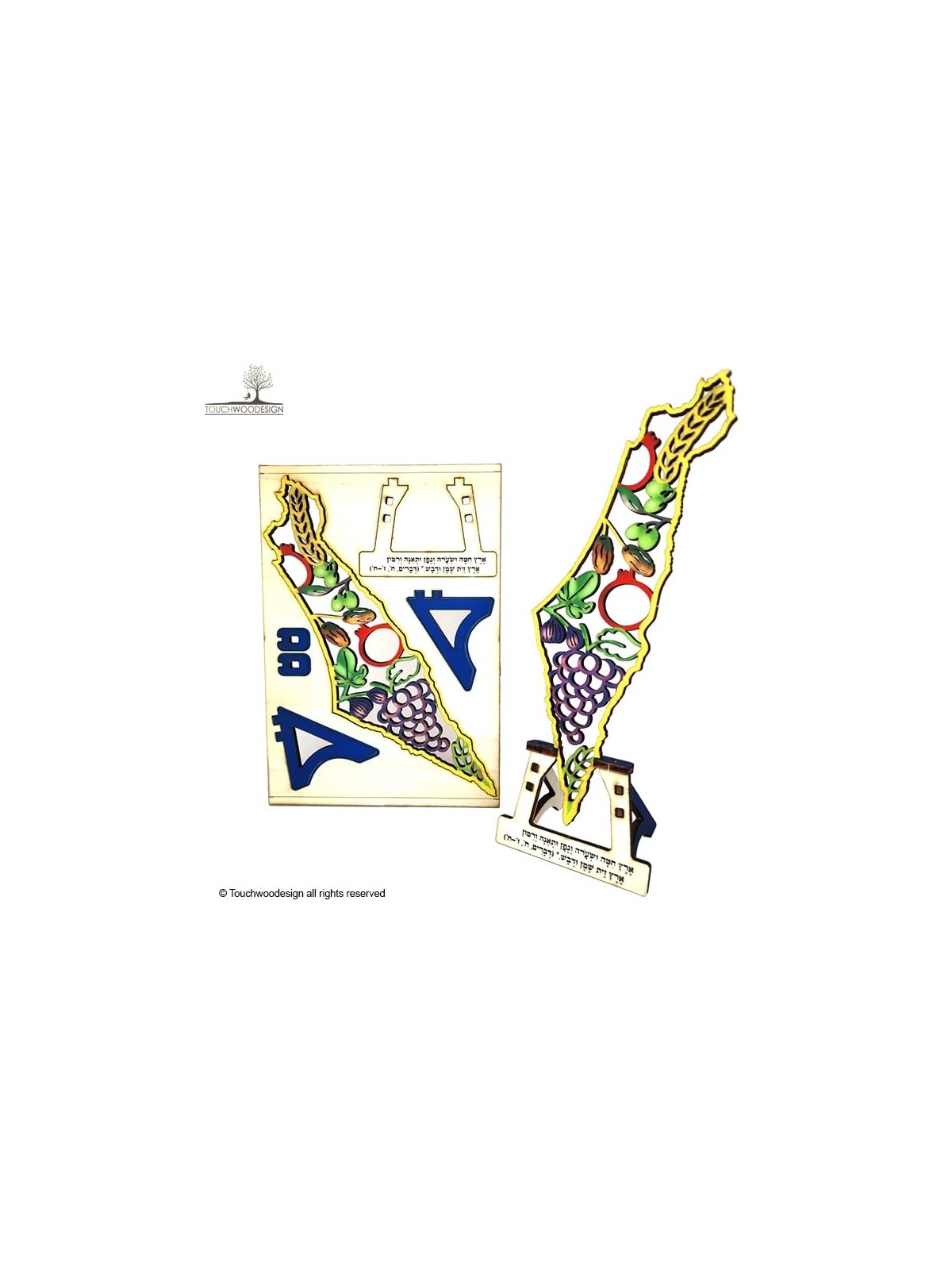 Colored Wooden DIY Seven Species Map of Israel Puzzle