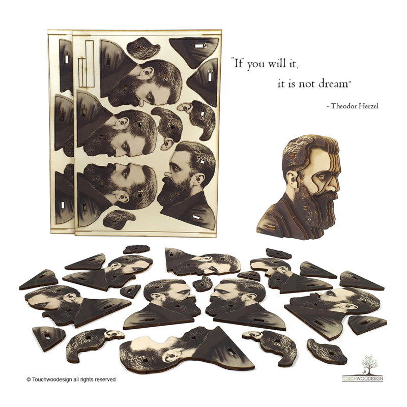 Educational Theodor Herzl 3D Wooden Puzzle Kit