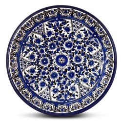 Blue and White Floral Plate - Circles. Armenian Ceramic