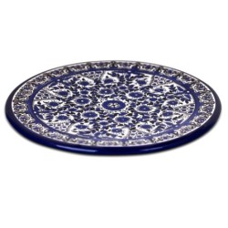 Blue and White Floral Plate - Circles. Armenian Ceramic