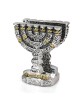 Silver-Plated Menorah Napkin Holder with Golden Highlights