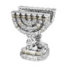 Silver-Plated Menorah Napkin Holder with Golden Highlights