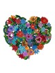 Yair Emanuel Hand-Painted Metal Cut-Out - Heart With Flowers