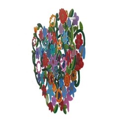 Yair Emanuel Hand-Painted Metal Cut-Out - Heart With Flowers