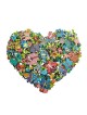 Yair Emanuel Hand-Painted Metal Cut-Out - Heart With Flowers