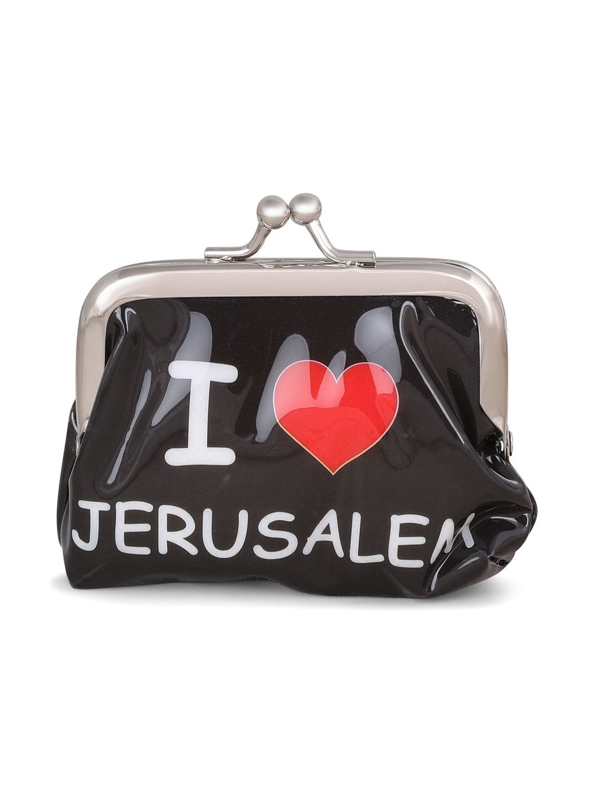 Black 'I Love Jerusalem' Coin Pouch