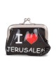 Black 'I Love Jerusalem' Coin Pouch