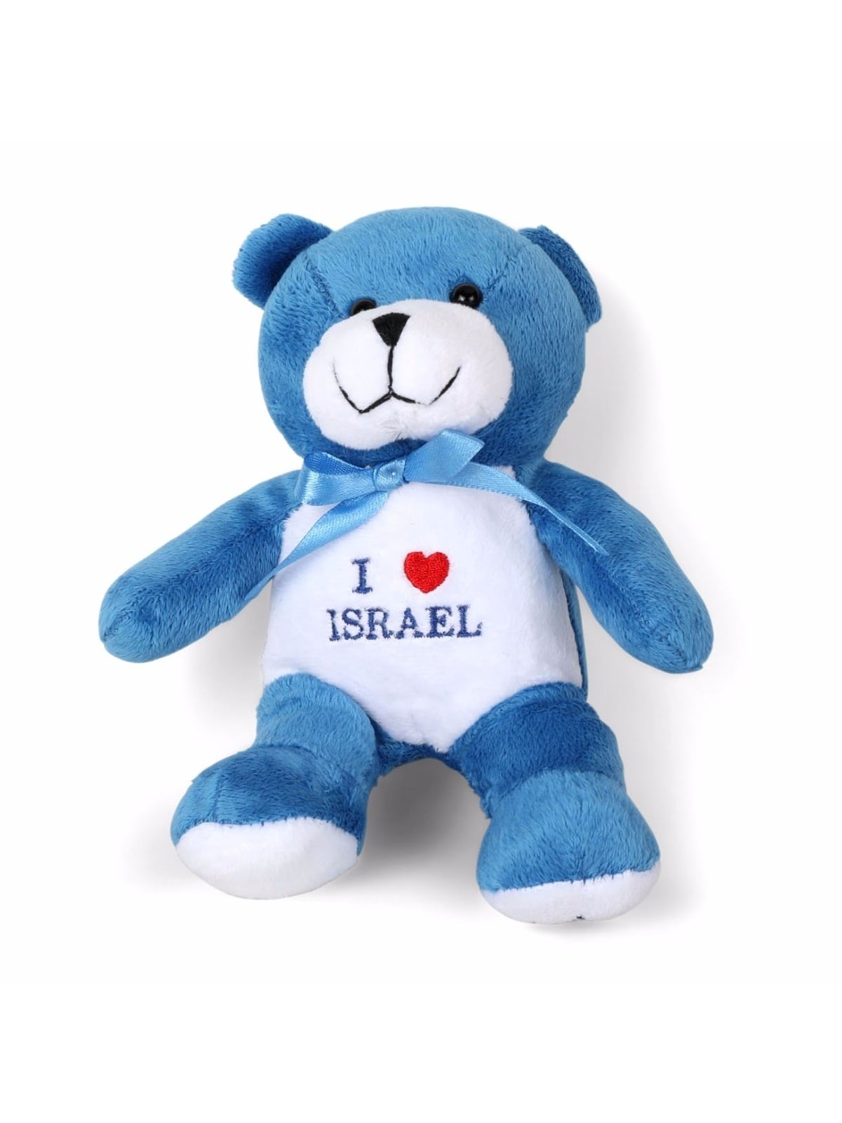 Blue Plush Bear with I Love Israel
