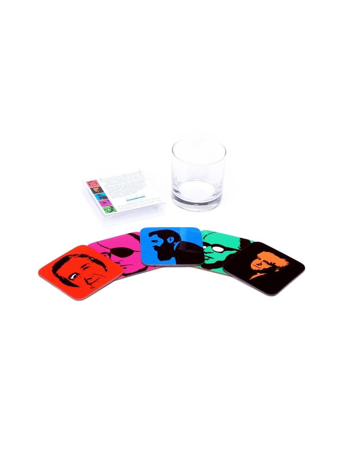 Ofek Wertman Minimalist Pop Art Historical Figures Set of 5 coasters