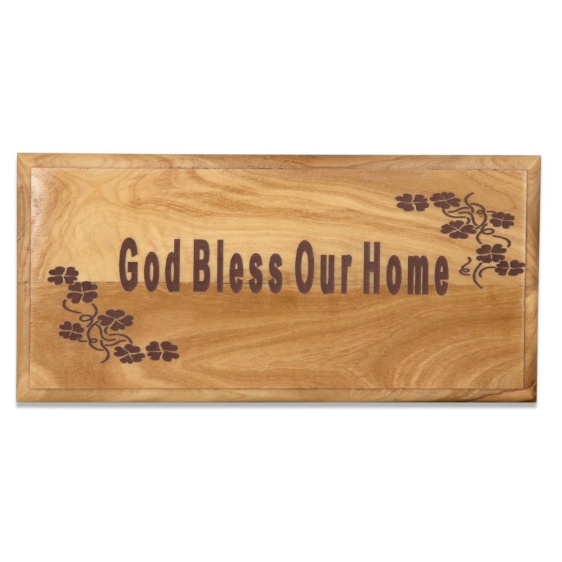Olive Wood 'God Bless Our Home' Plaque