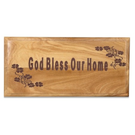 Olive Wood 'God Bless Our Home' Plaque